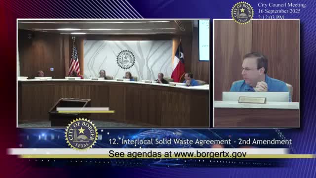 Borger City Council Approves Solid Waste Agreement and Opioid Settlement Participation