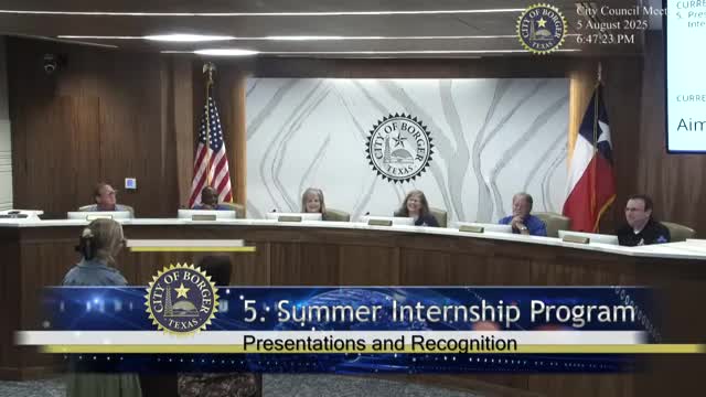 Council recognizes summer interns; interns describe downtown outreach and process improvements
