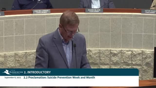 Bloomington proclaims September Suicide Prevention Month; city highlights new police-led loss response program