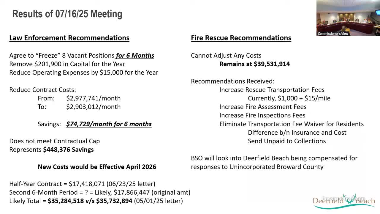 Deerfield Beach and Broward Sheriff's Office at odds over 2026 costs; city prepares transition manager