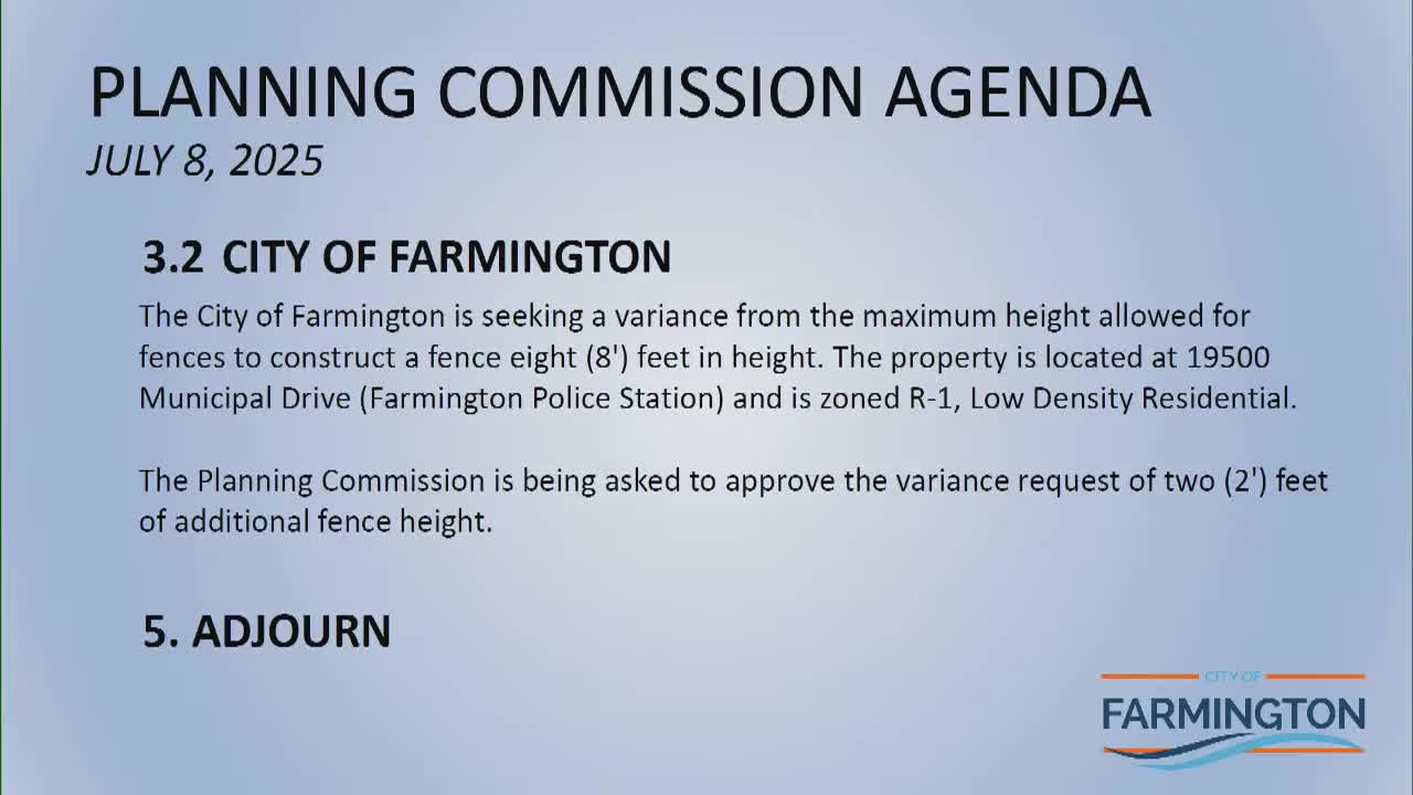 Farmington City Council approves variance for 8 foot police station fence construction