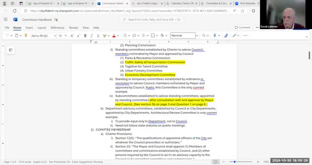 City Council Discusses Architectural Review Committee Appointment Clarity and Committee Efficiency