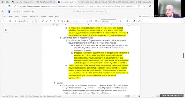 City Commission Addresses Member Obligations and Meeting Conduct Guidelines