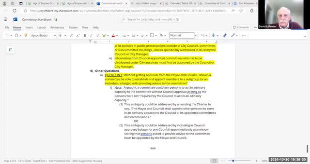 Council Considers Handbook for New Commission Members in Upcoming Meeting
