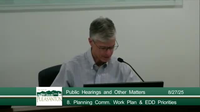 Planning staff outlines work plan; East Pleasanton, BART housing and design‑review changes top priorities