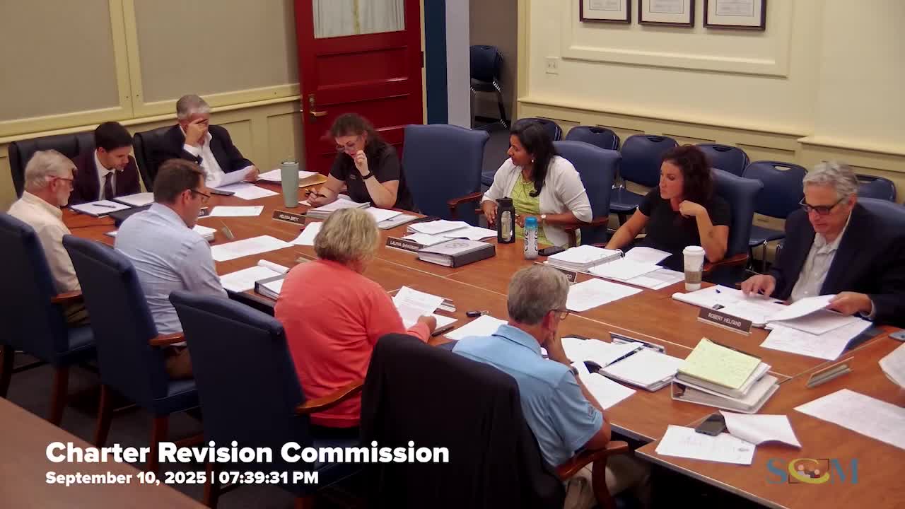 Commission reviews chapter on town employees; questions about town manager role, HR and position approvals