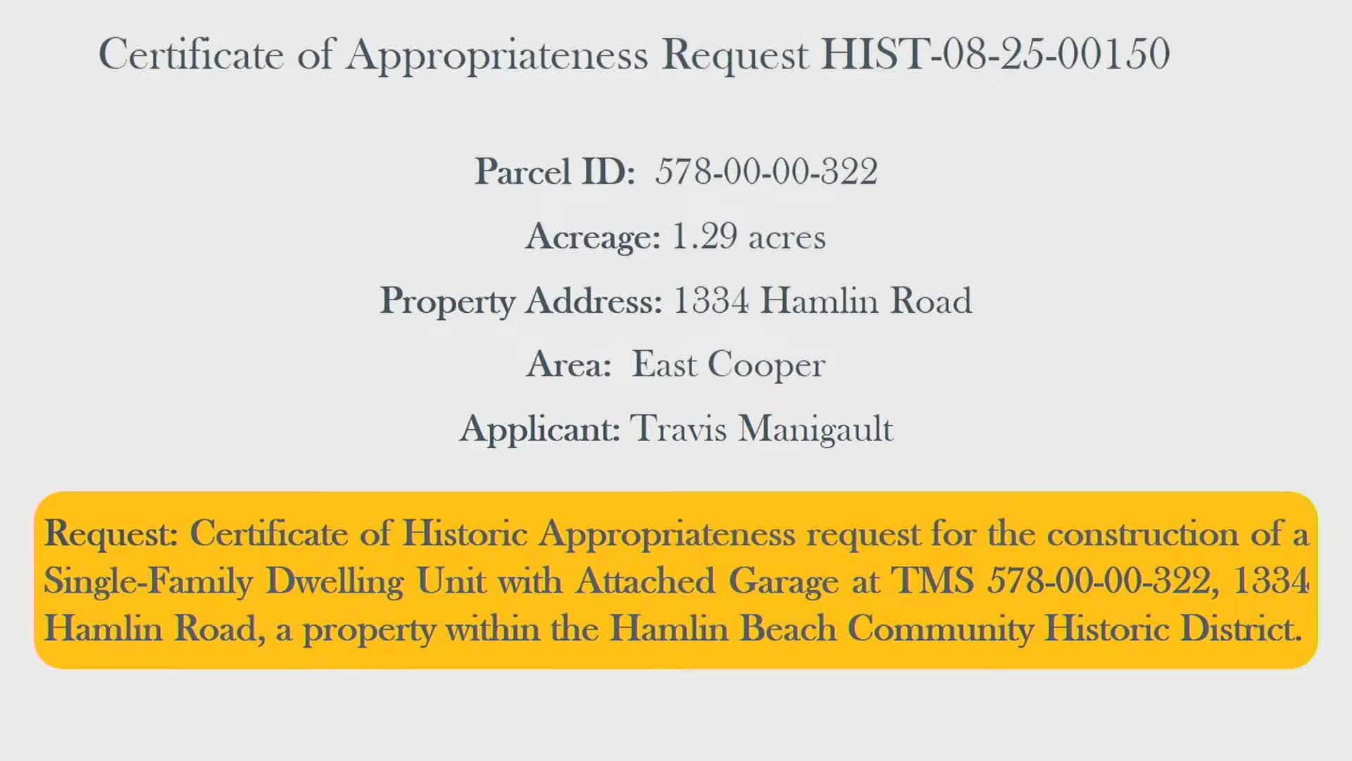 Charleston County reviews historic appropriateness for new home in Hamlin Beach District