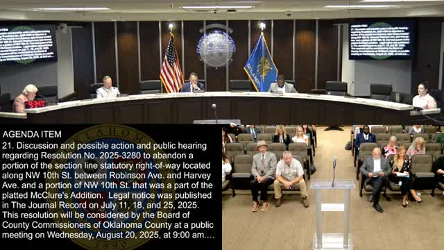 Public hearing ends with approval to vacate portion of Northwest Tenth Street between Robinson and Harvey