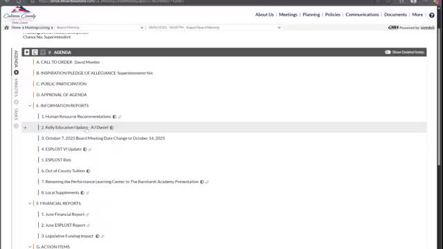 Board hears update on Kelly staffing partnership, June financials and proposed out‑of‑county tuition increase