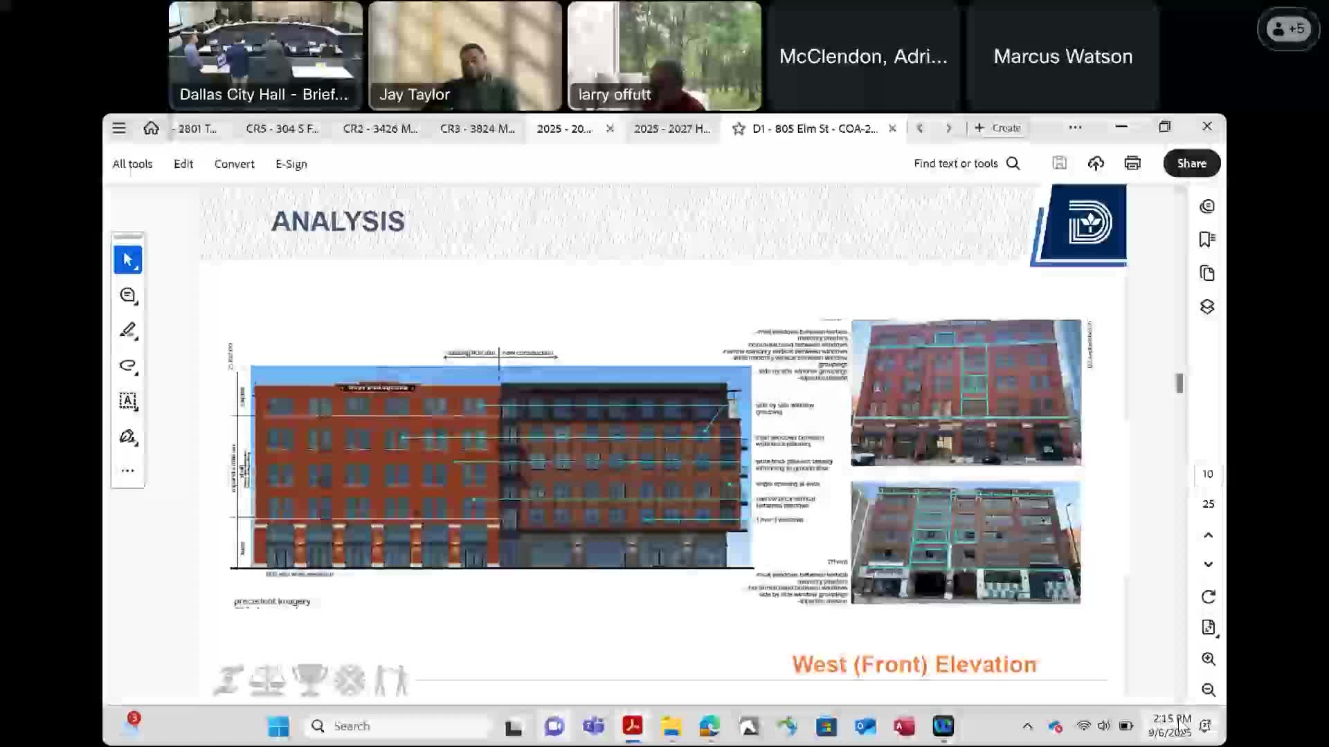 Landmark Commission approves revised fenestration at 805 Elm Street; requires aluminum windows, not vinyl