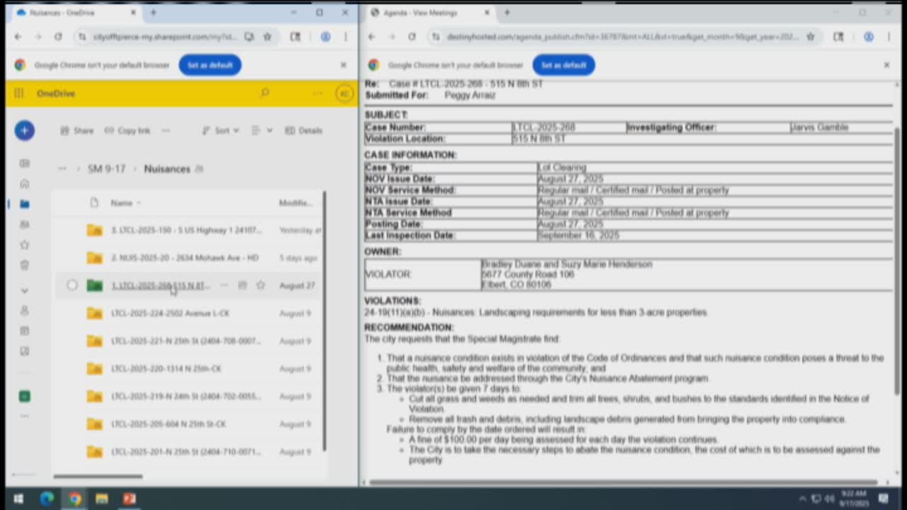 City Enforces Nuisance Abatement on Multiple Properties for Landscape Violations