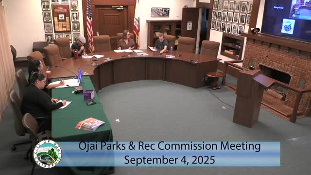 At-a-glance: motions and votes, Ojai Parks and Recreation Commission, Sept. 4, 2025