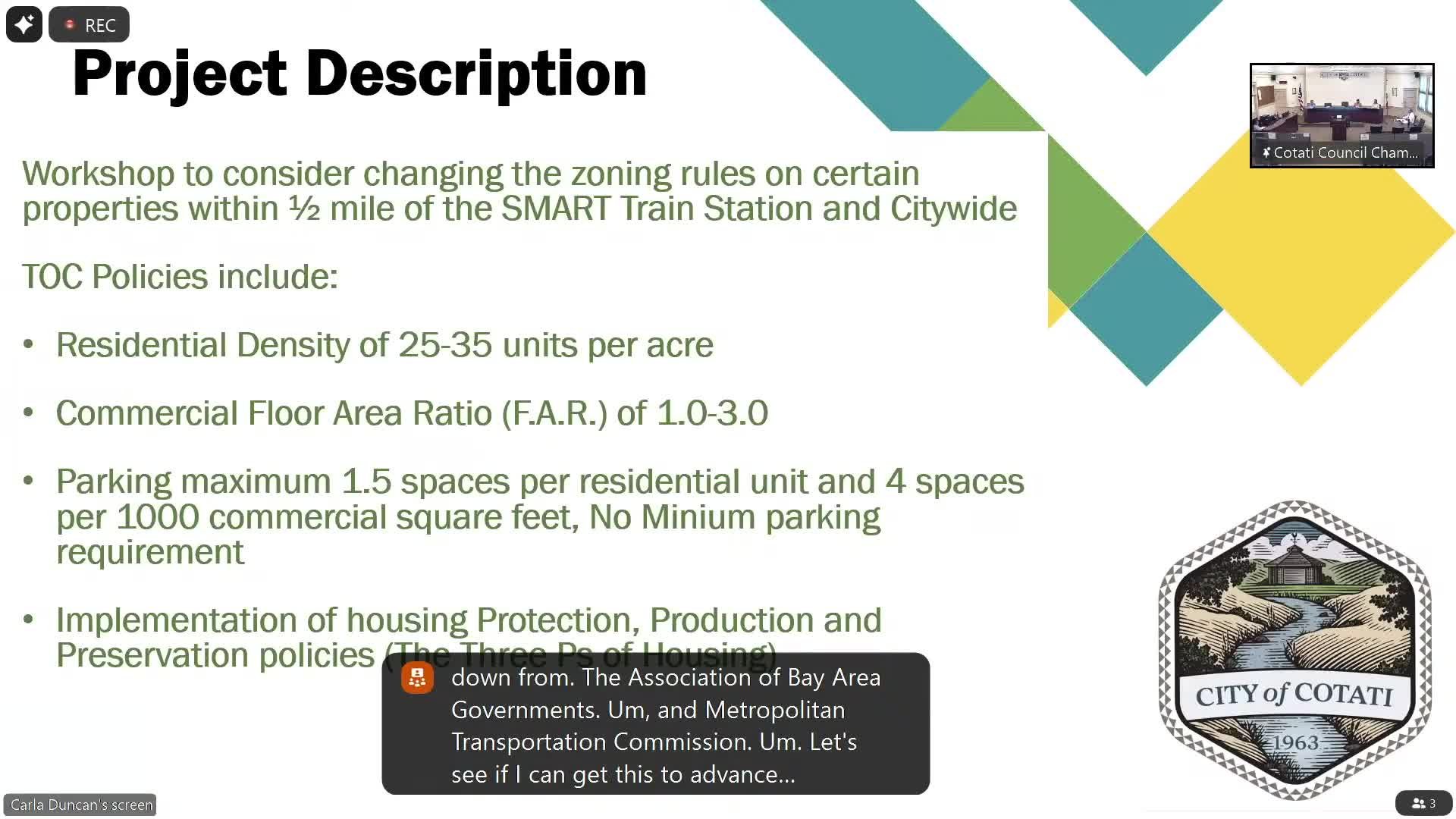 Cotati Planning Commission Proposes Changes to Zoning and Housing Policies