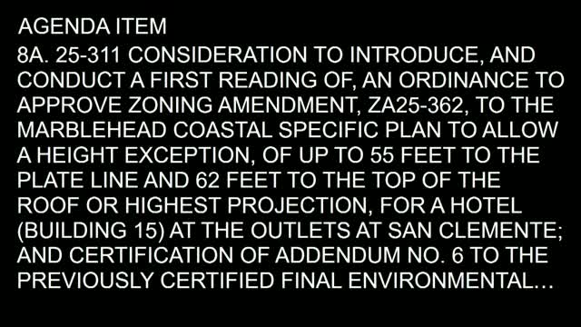 San Clemente Council Considers Height Increase for Hotel in Marblehead Coastal Specific Plan