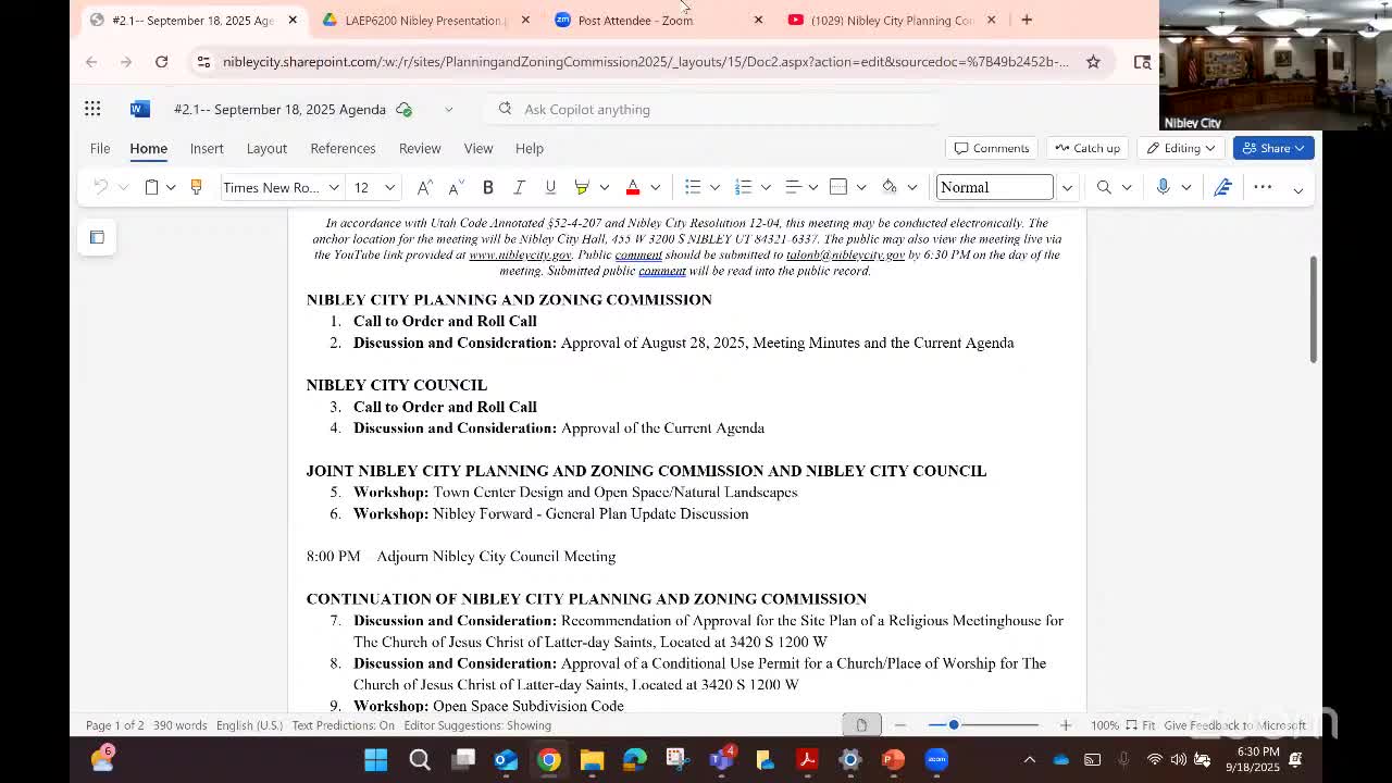 Nibley Planning Commission Discusses Open Space Subdivision Code Revisions