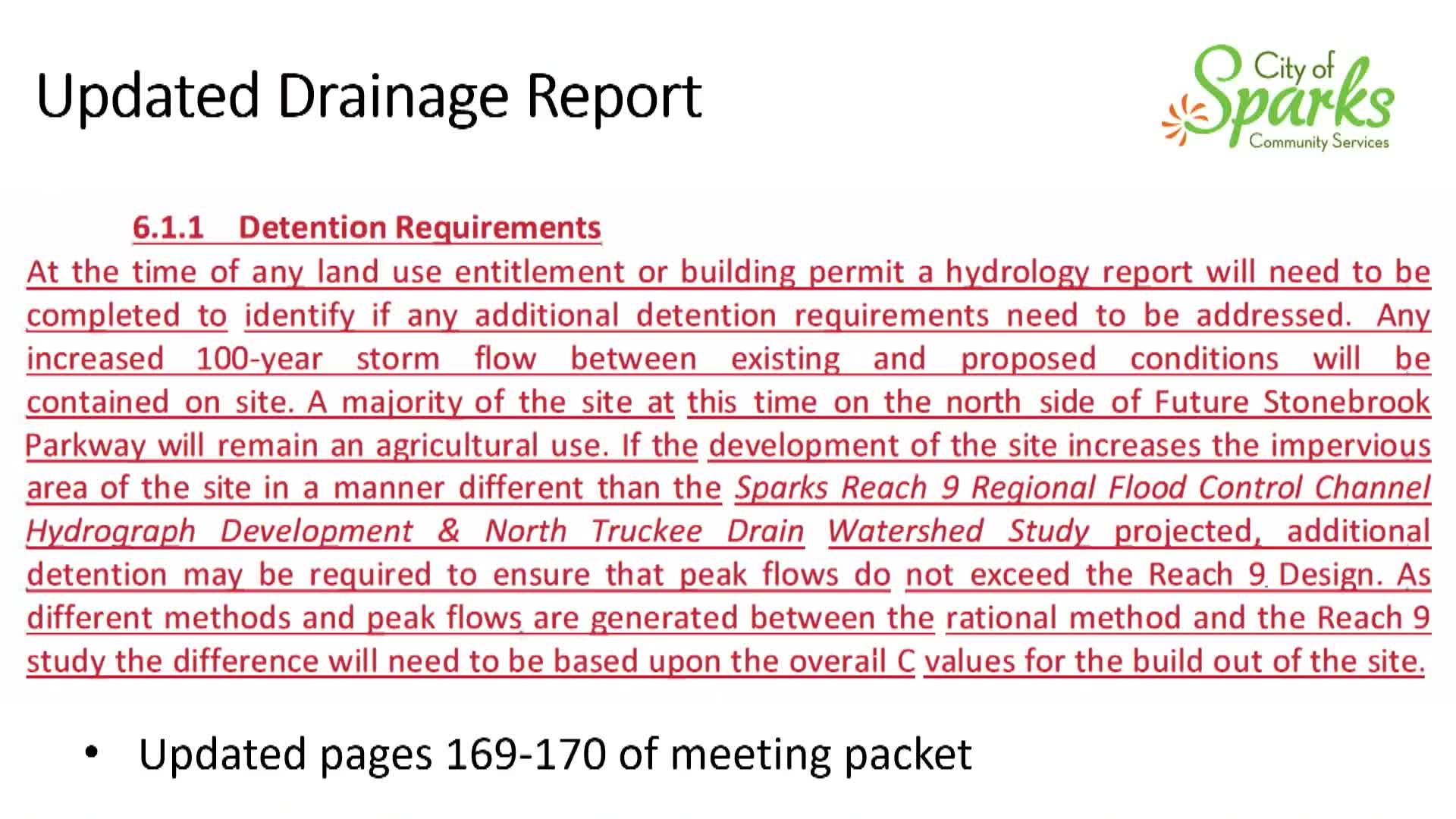 Susan Yang Reviews Drainage Report Modifications for Truckee Meadows Project