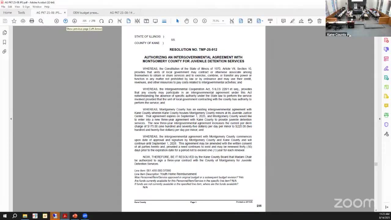 Court services raises juvenile‑detention per diem for out‑of‑county placements; multiple IGAs approved