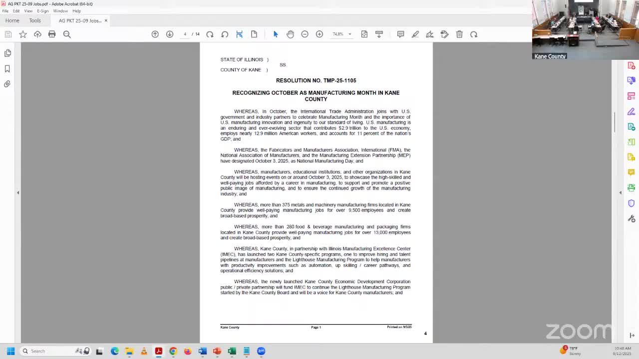 Kane County jobs committee proclaims October Manufacturing Month, highlights ARPA-funded factory training