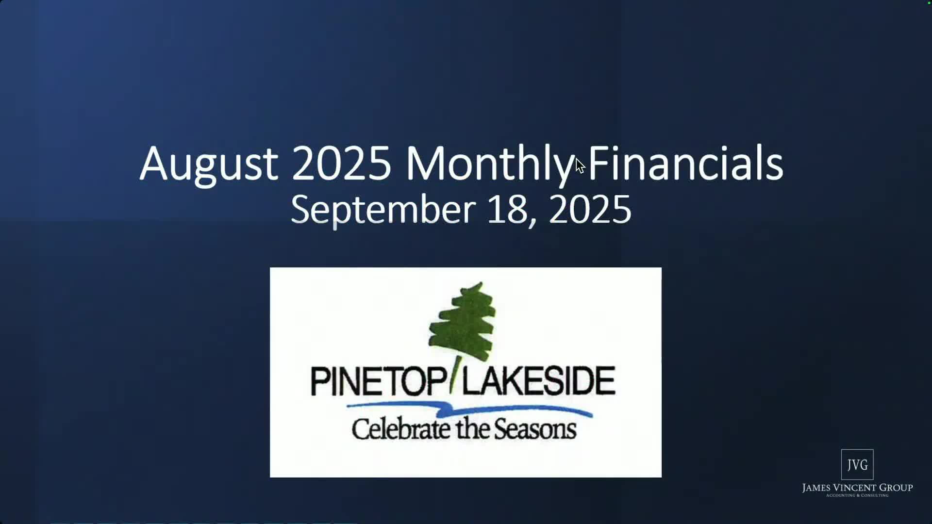 Council receives and approves August 2025 financial report; general fund cash projected to end FY below prior year