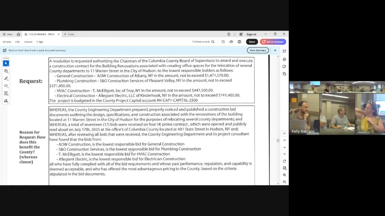County authorizes contract for renovations at 11 Warren Street; RFP to include facade and landscaping