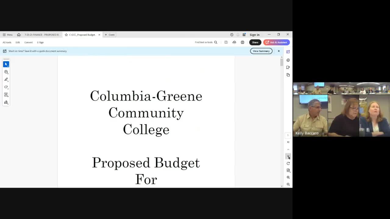 Finance committee approves Columbia‑Greene 2025–26 budget; tuition to remain flat