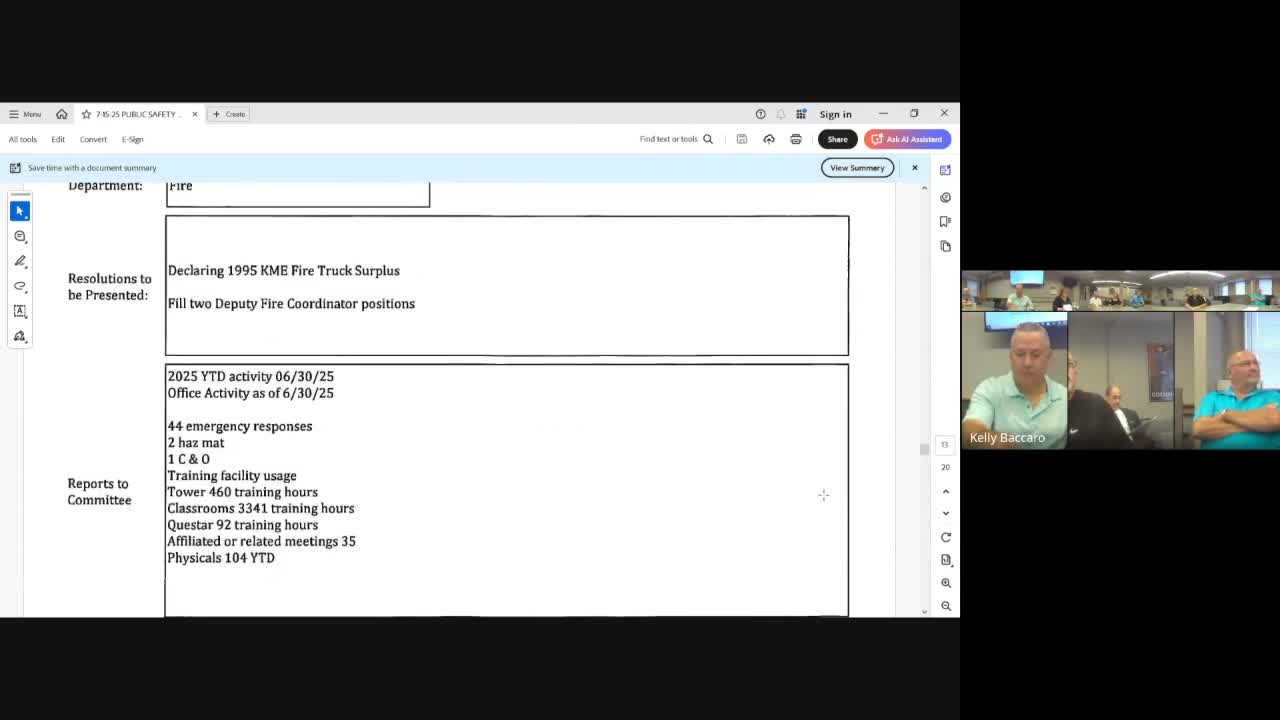 Fire office seeks to redirect false-alarm funds to training; deputies appointed and surplus truck declared
