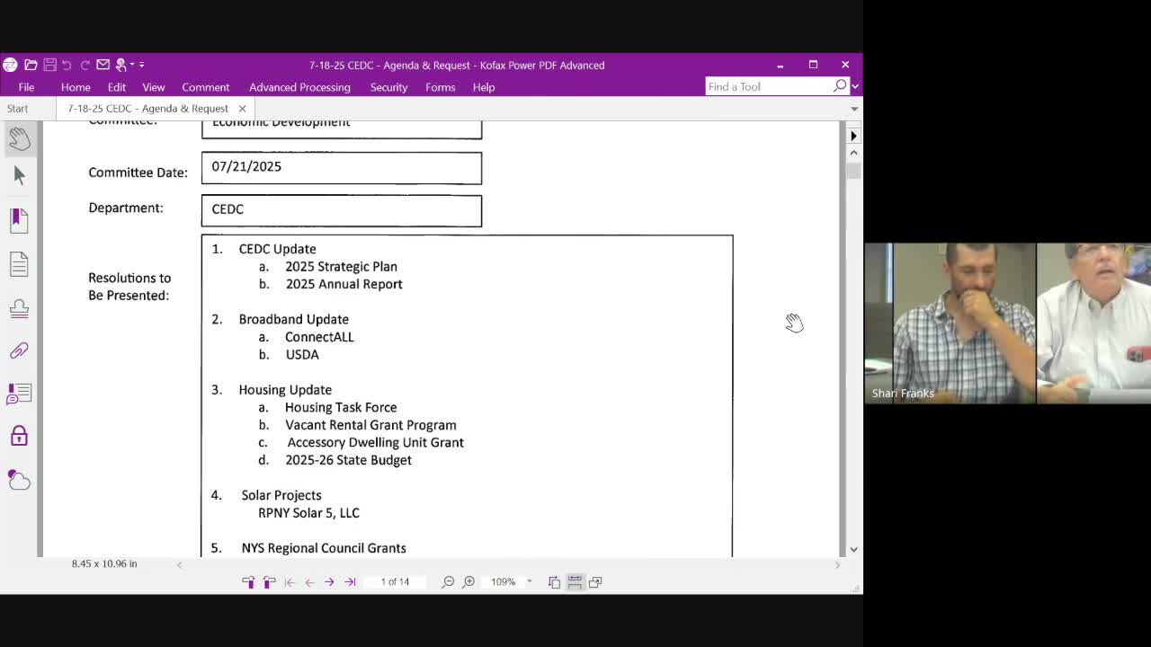 County economic development staff report SBA award, micro‑enterprise grants and Providence Hall closing
