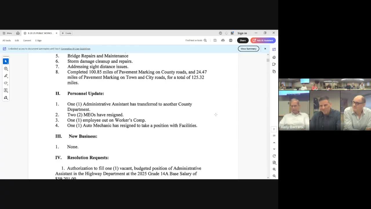 Public Works approves staffing fills and buys new excavator; staff say reclassification saves money