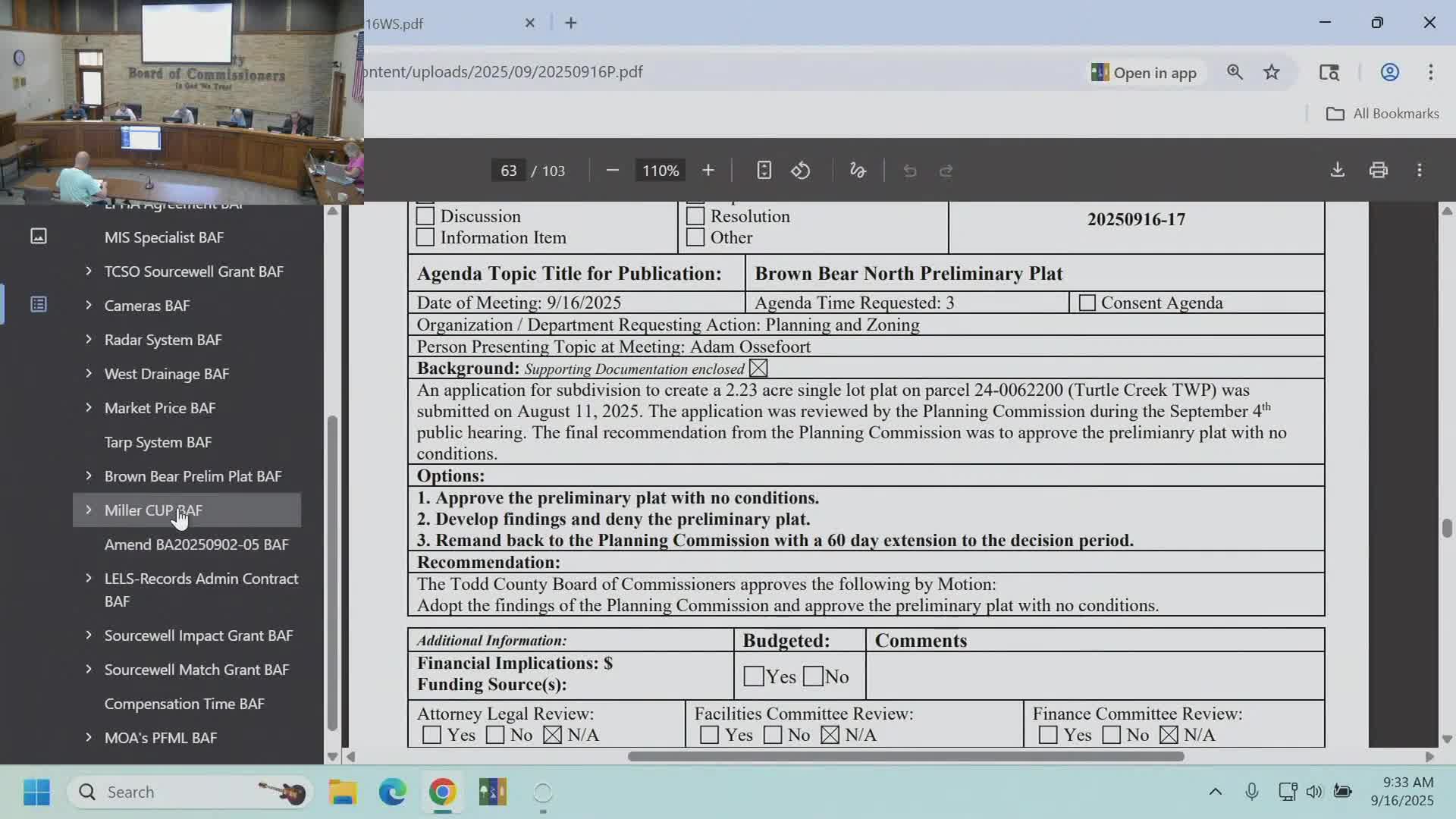 Commissioners approve sawmill conditional‑use permit; some members seek clearer noise standard for muffler condition