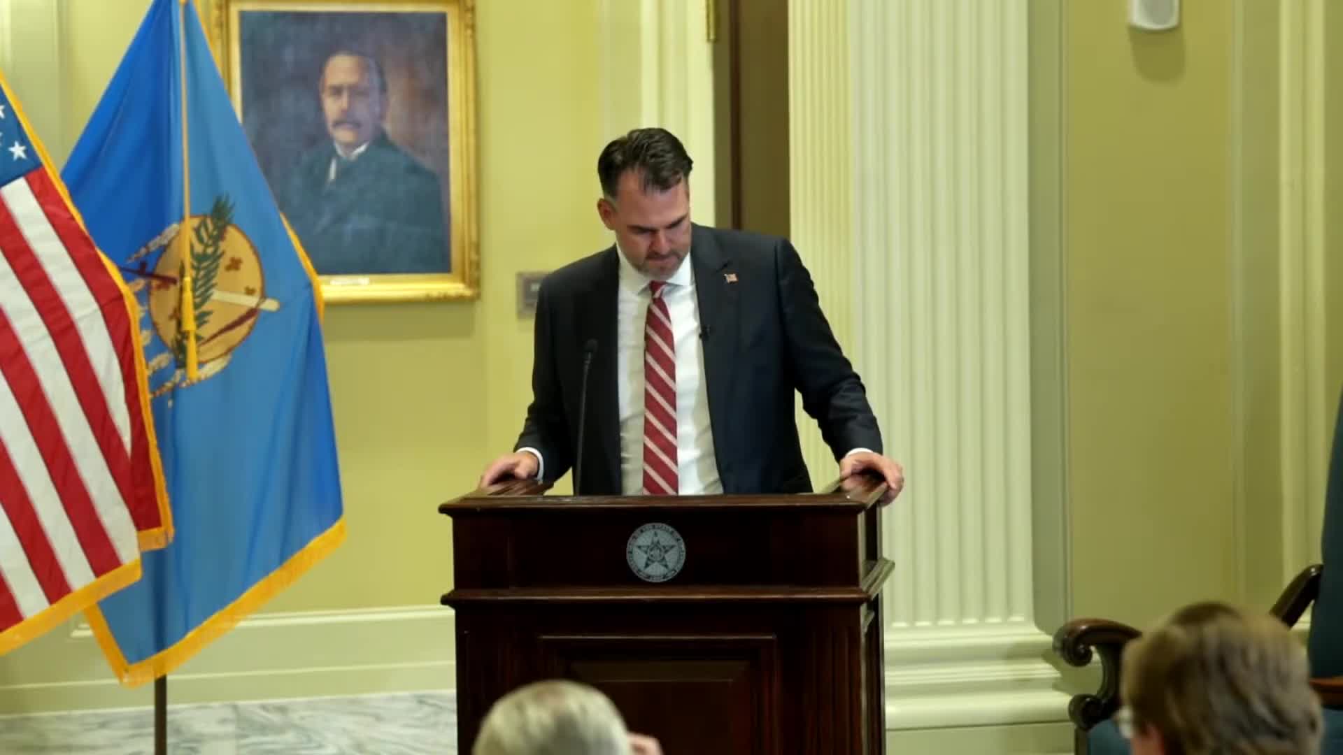 Ceremonial signing in Oklahoma advances bills on gender-related conduct, prison residency, gun-industry protections, commercial-driver language and foster care