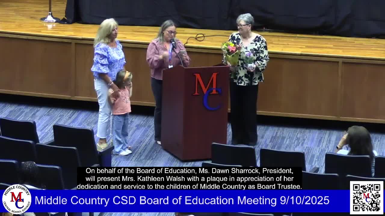 Middle Country honors longtime trustee Kathy Walsh following her resignation