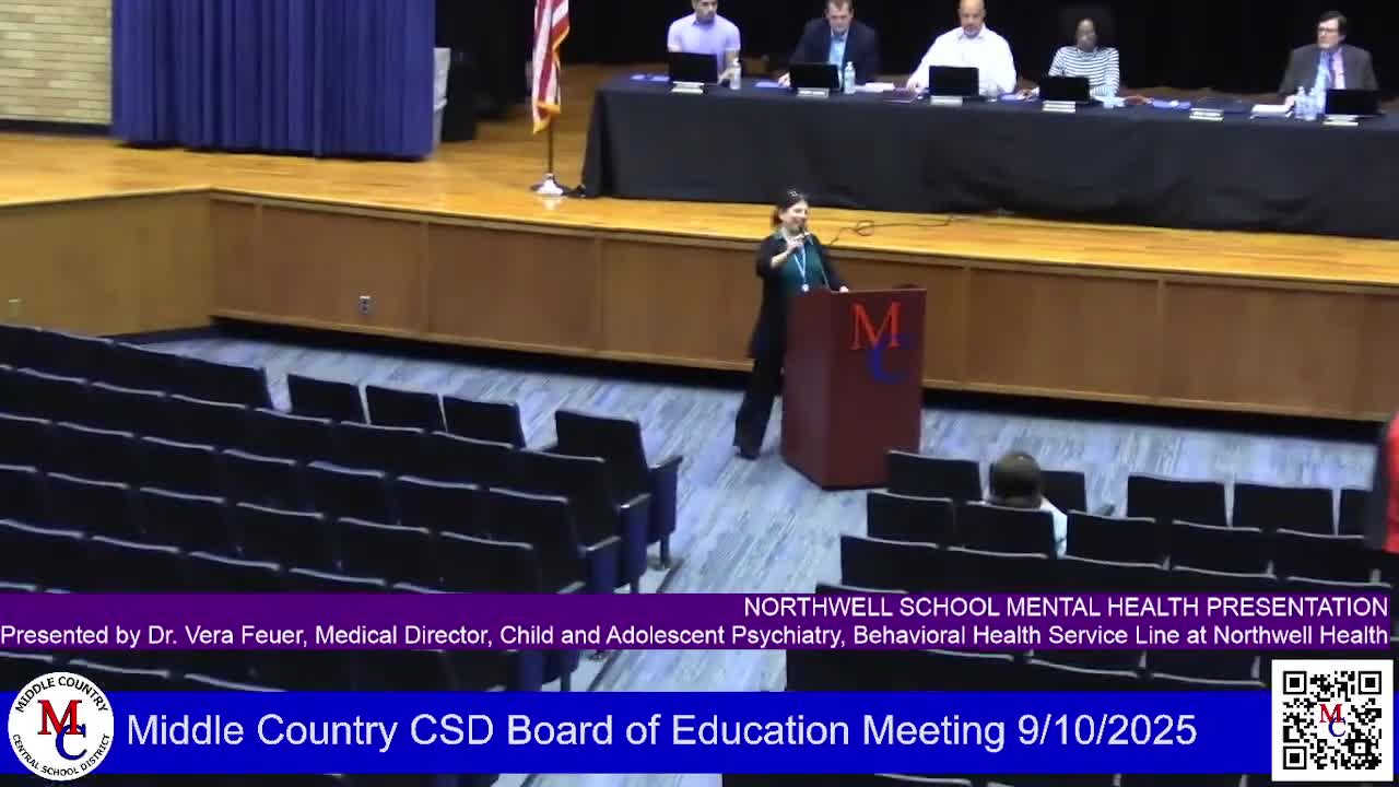 Middle Country board hears presentation on Northwell school mental health partnership