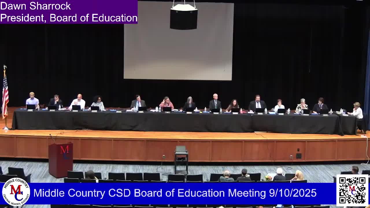 Middle Country board approves consent agenda, emergency plans and policy second reading