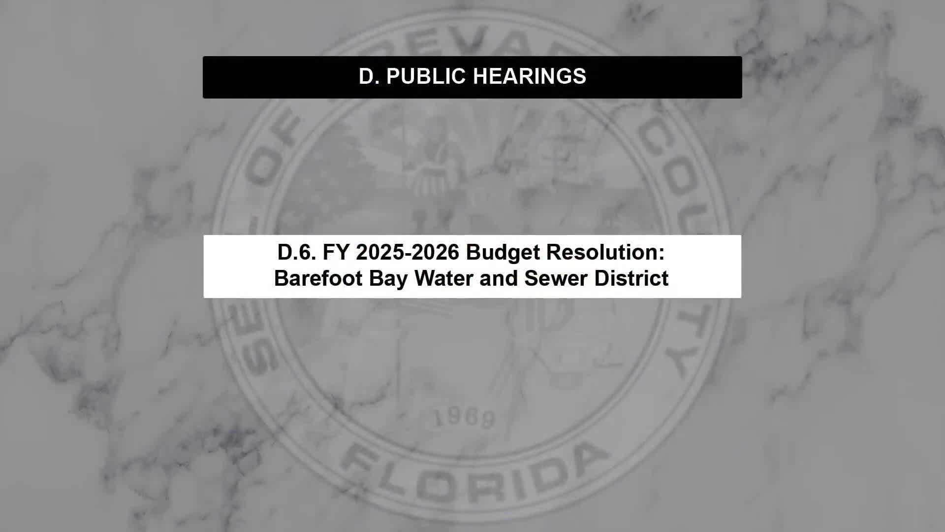 Commissioners direct rate-study update for Barefoot Bay Water and Sewer; authorize consultation with bond counsel