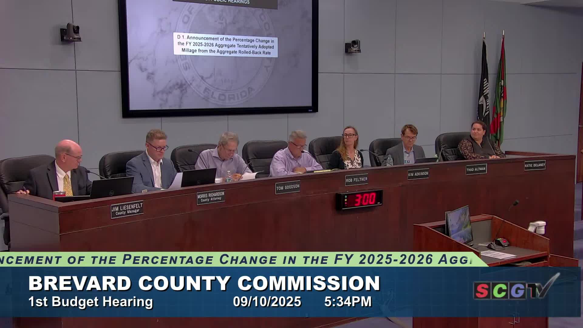 Brevard commissioners tentatively set FY 2025–26 millage; revised tentative budget totals $2.51 billion