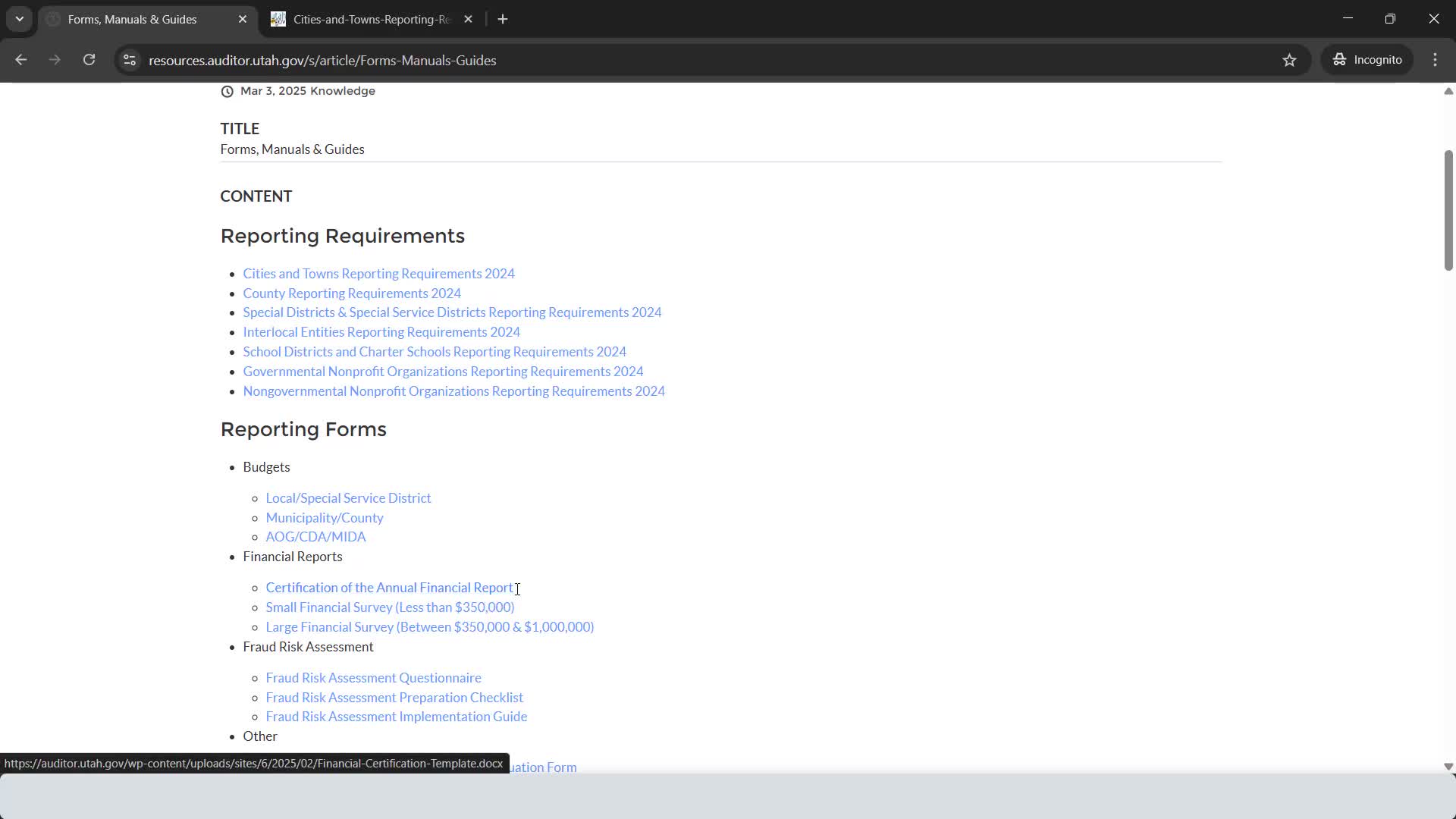 Financial certification form requires two signers to attest to accuracy, auditor staff say