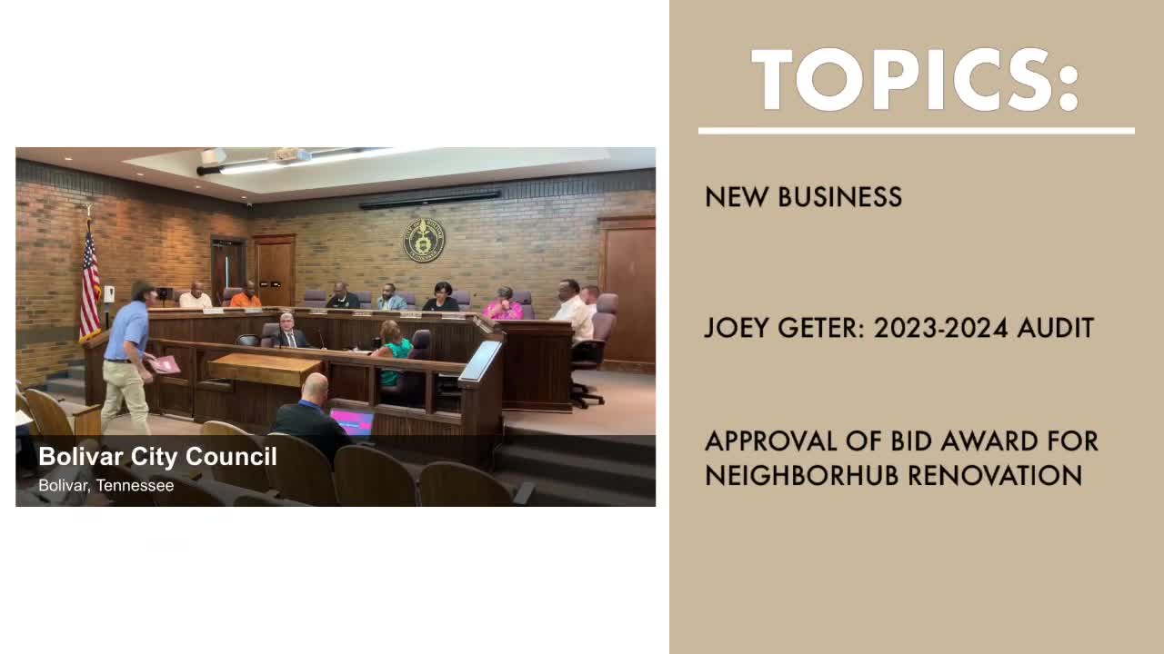 Bolivar council accepts unqualified audit, advances budget and amendments