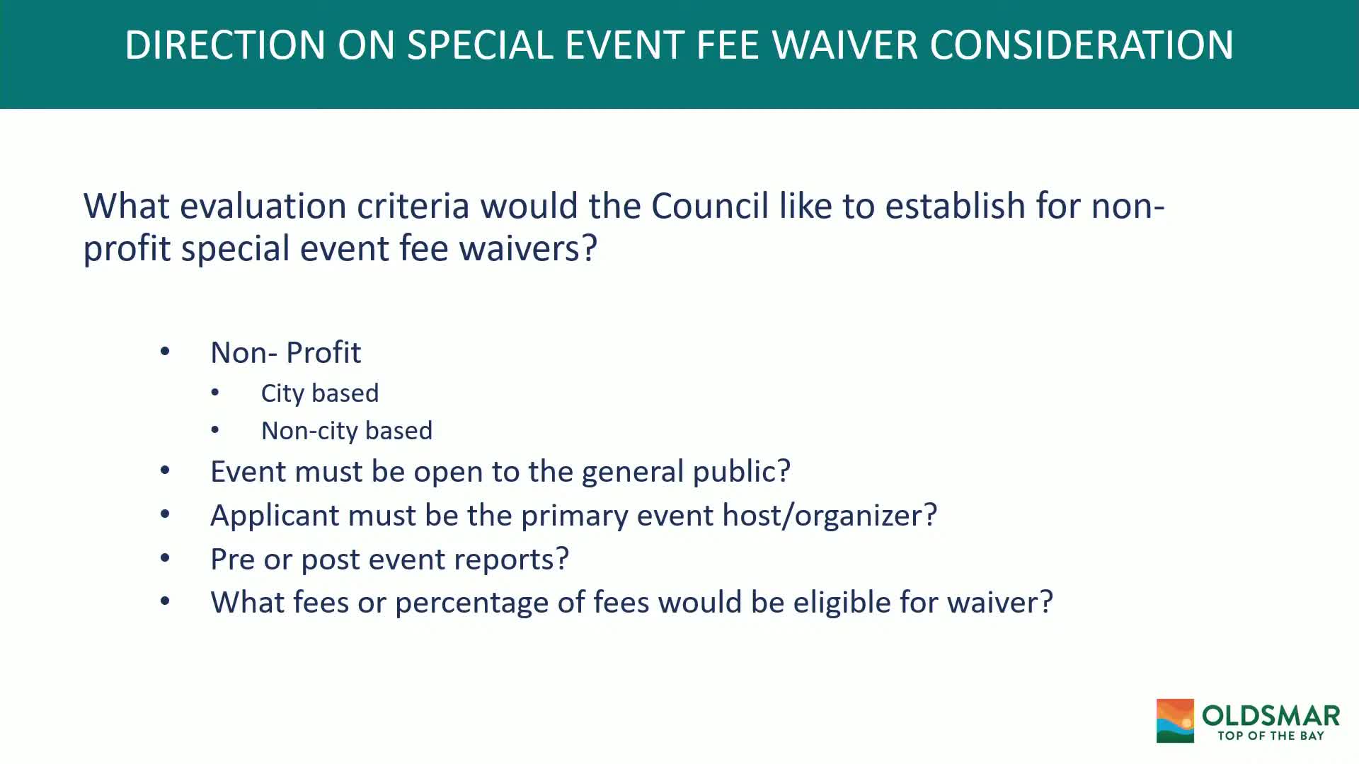 Baltimore Council Discusses Criteria for Waiving Event Fees and Reports