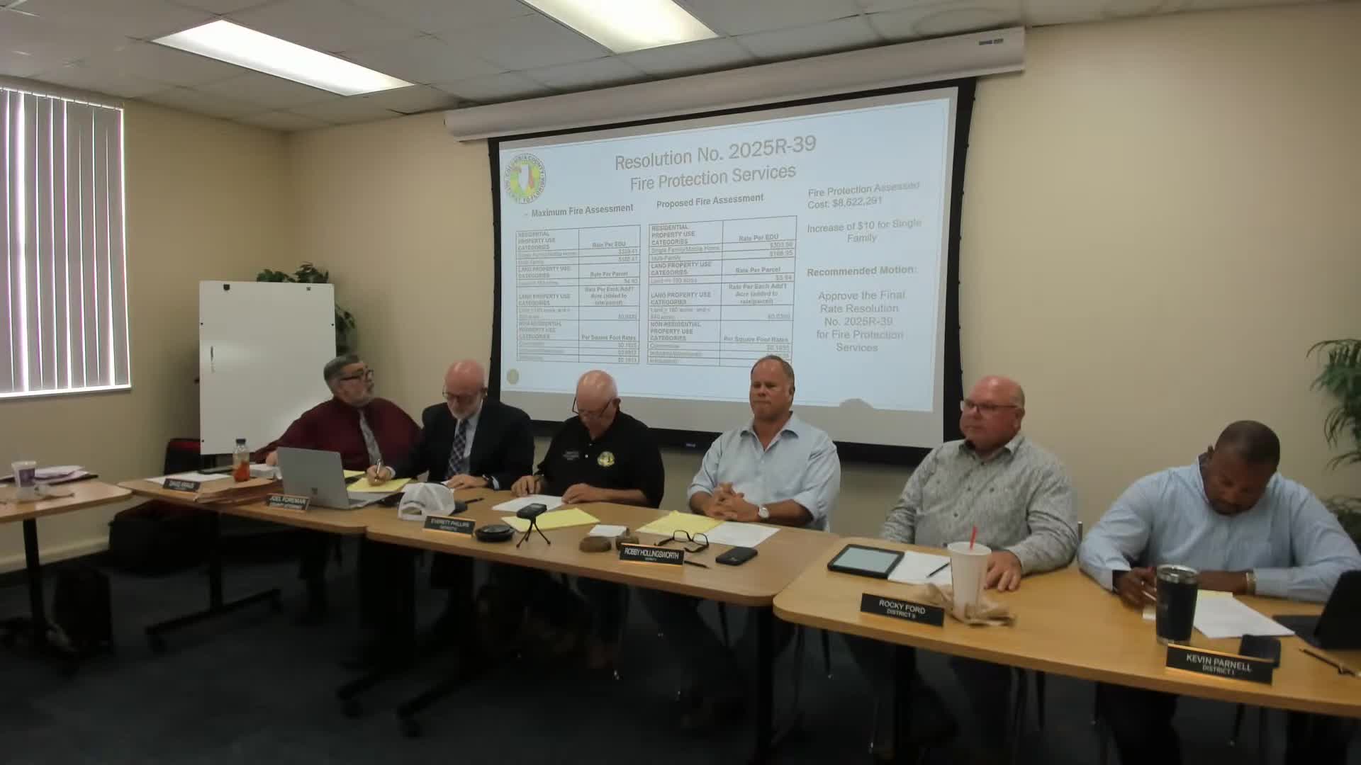 County raises fire‑protection assessment $10; RV park owner disputes square‑footage basis used in notices