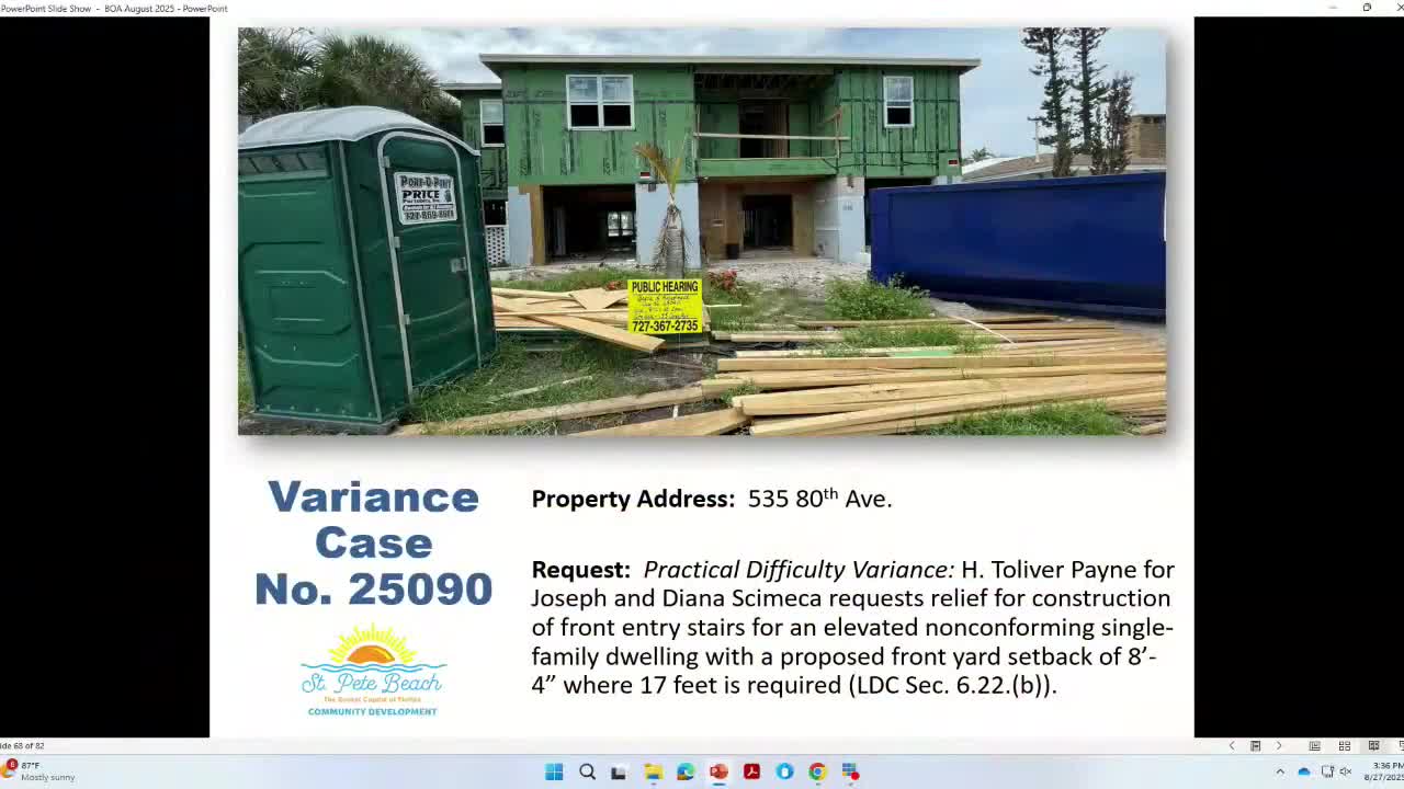 Board denies front-stair variance at elevated home on 535 80th Avenue