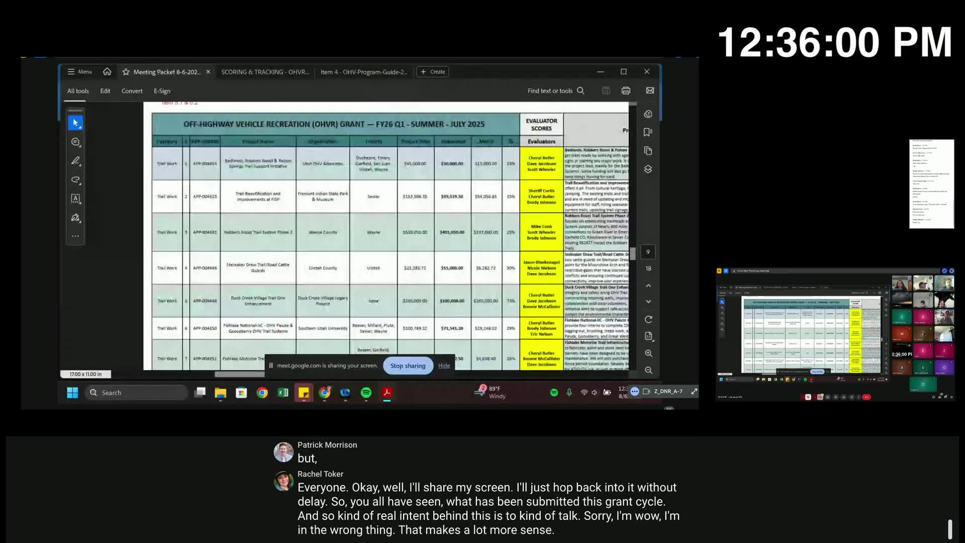 Division receives 34 FY26 OHV grant applications totaling roughly $2.6M; staff flags several large or unusual requests for review