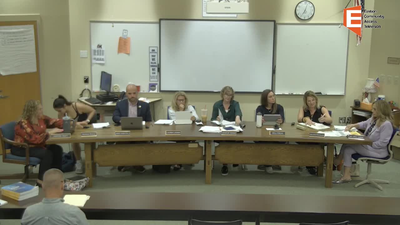 Votes at a glance: Easton School Committee, Sept. 18, 2025 — trips, contracts, grants, goals, minutes and personnel actions