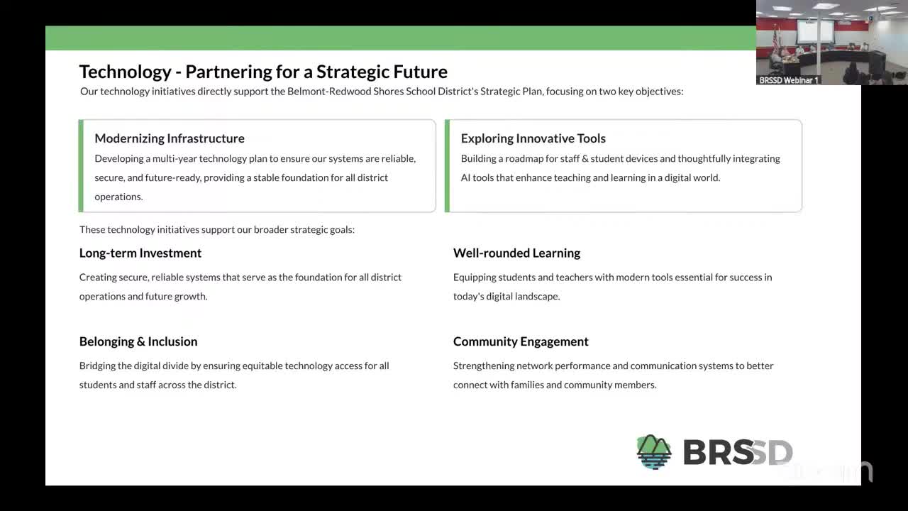 District highlights strategic‑plan priorities and technology investments including Mac rollout, Chromebook expansion and network upgrades