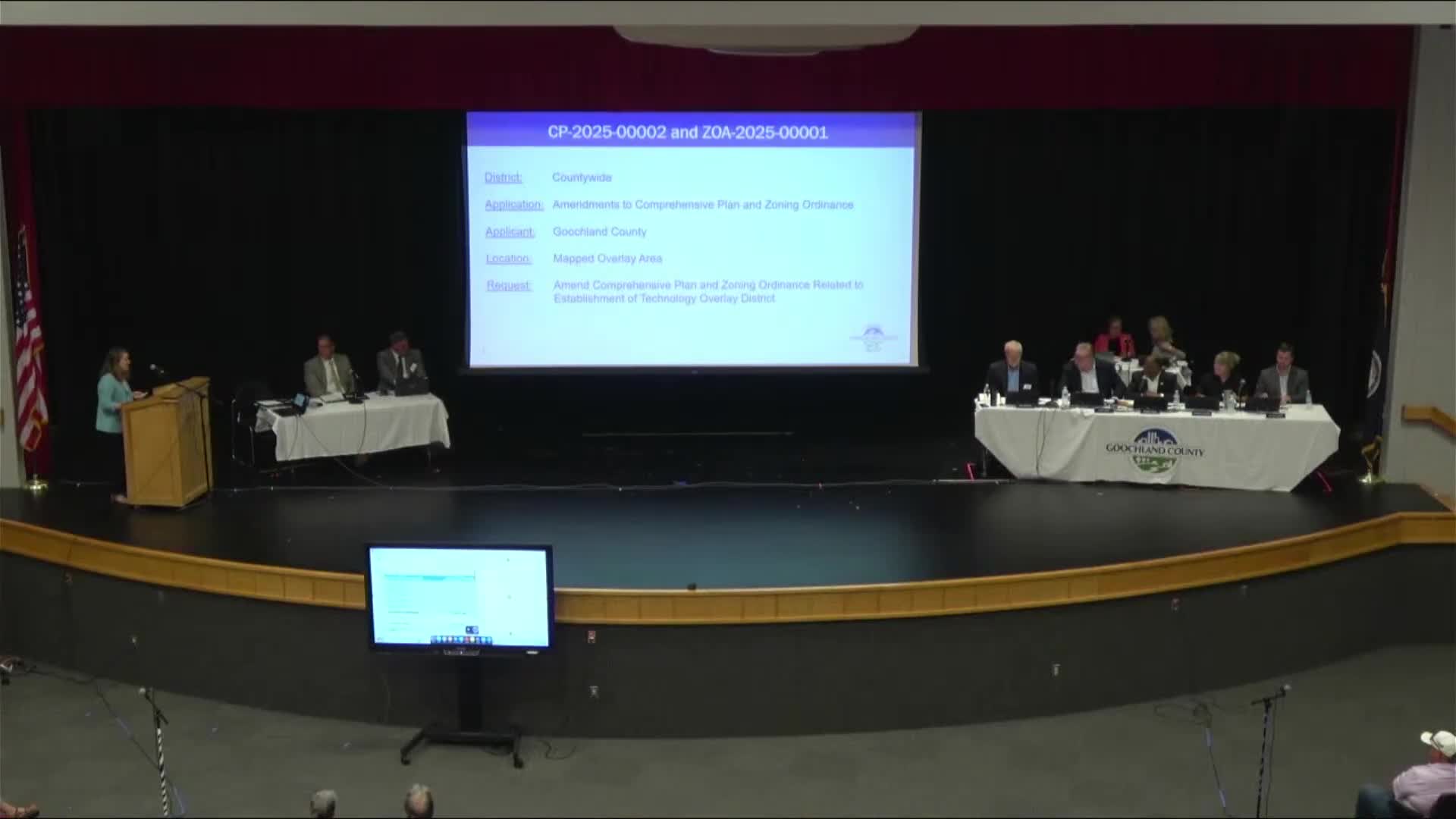 Commission hears extensive public comment on proposed Technology Overlay District; staff outlines standards, commission continues hearing