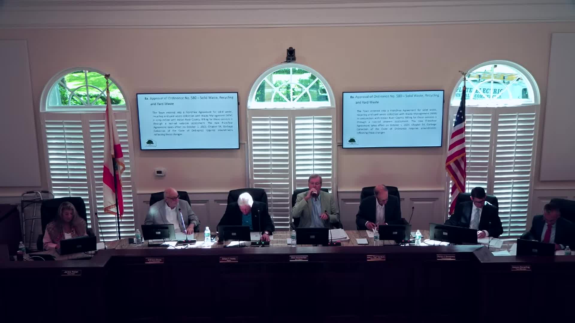 Council adopts ordinance aligning town code with new solid‑waste franchise agreement