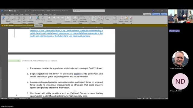 Board backs study of grade‑separated rail crossing and asks staff to publicize evacuation routes including Wisconsin Avenue