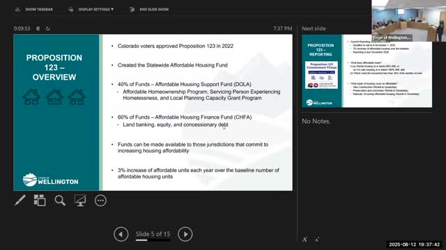Wellington staff urges opt-in for state housing funds, seeks board direction on fast-track, ADUs and inclusionary zoning