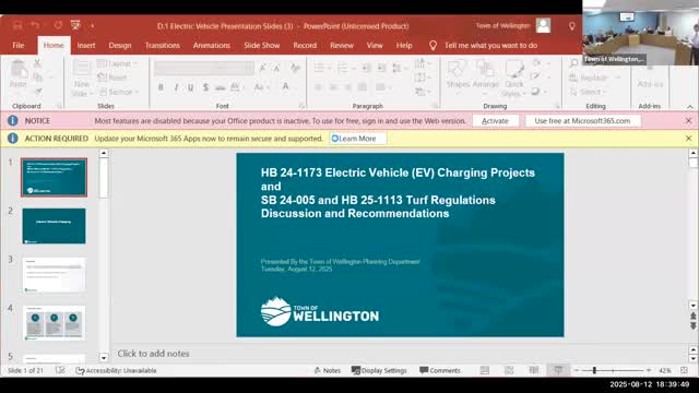 Wellington staff recommends streamlined administrative rules for EV chargers, backs limited turf prohibitions to meet state laws