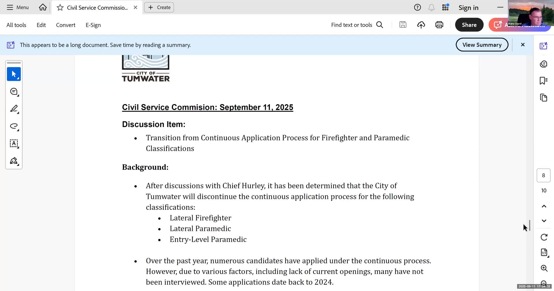Tumwater fire department to end continuous firefighter/paramedic applications, move to annual recruitment