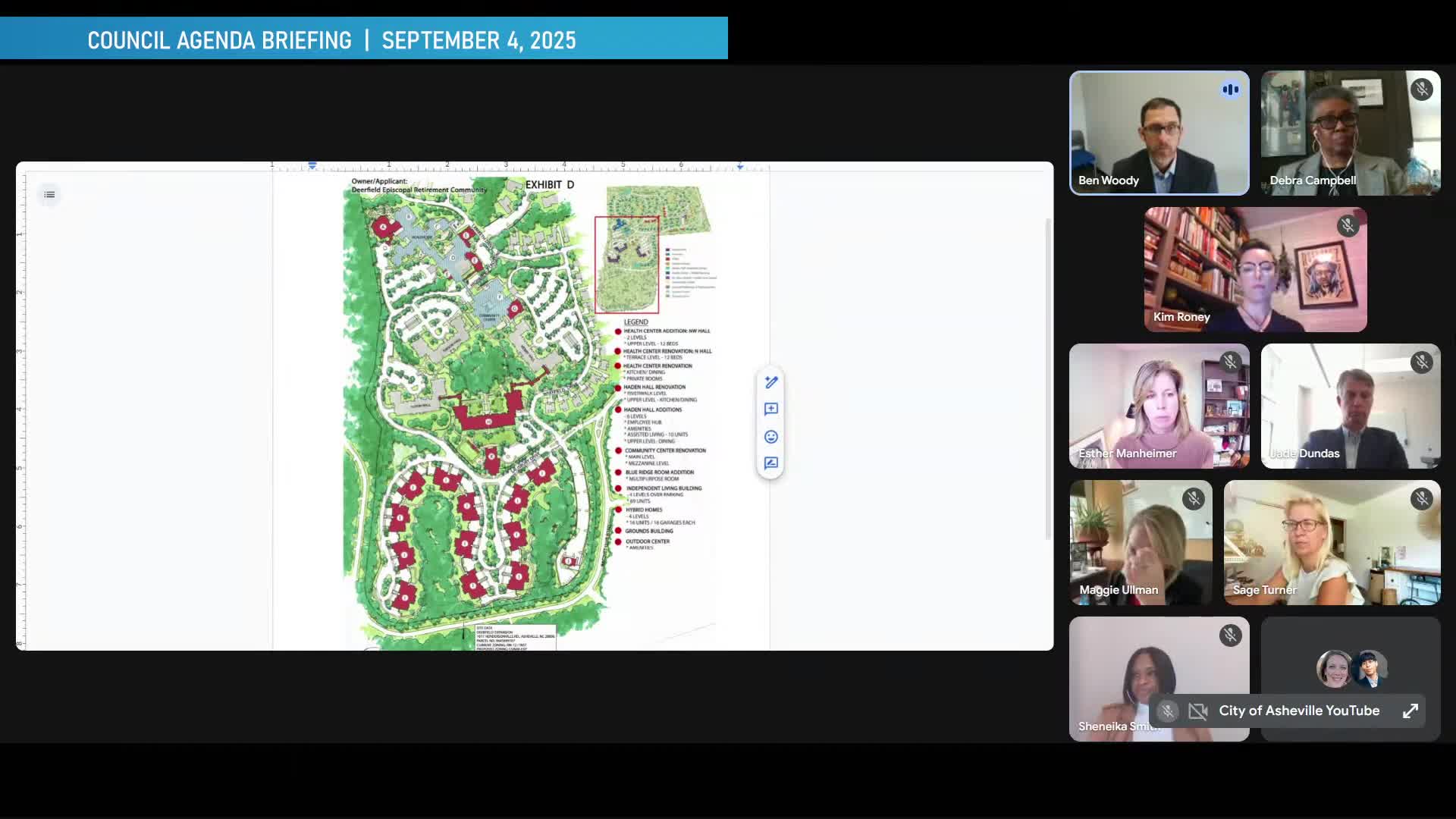 Council briefed on major amendment to Deerfield Retirement Community conditional zoning; PNZ recorded split recommendation